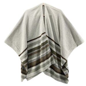Simply Noelle Womens One Size Sweater Shawl Gray Taupe Grey Striped